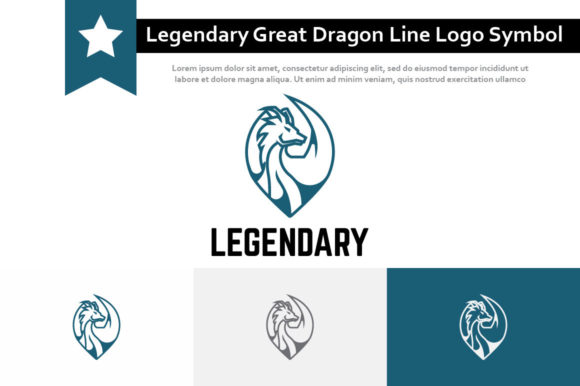 Awesome Legendary Great Dragon Line Logo Design
