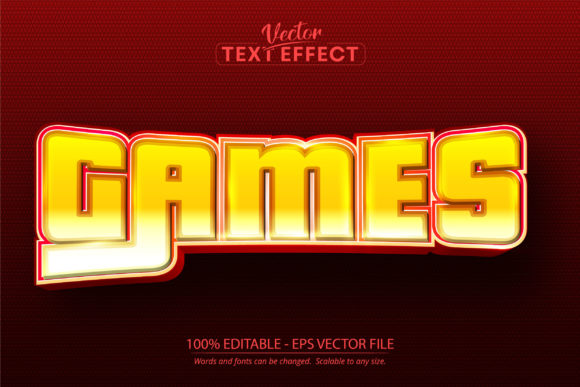 Games Text Effect: Editable Yellow Cartoon Style