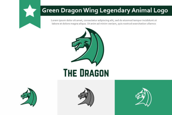 Green Dragon Wing Legendary Animal Logo for Esports