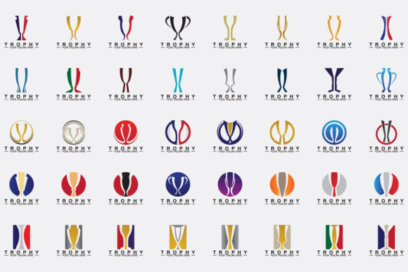 Trophy Champions Vector Logo Icon Design